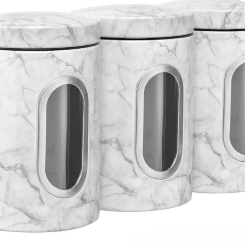 Marble Pattern White Kitchen Canister - 3-Pack